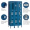Salsbury Industries Wardrobe Locker, 36" W, 15" D, 78" H, (3) Wide, (9) Openings, Blue 73365BL-U - alternate 3